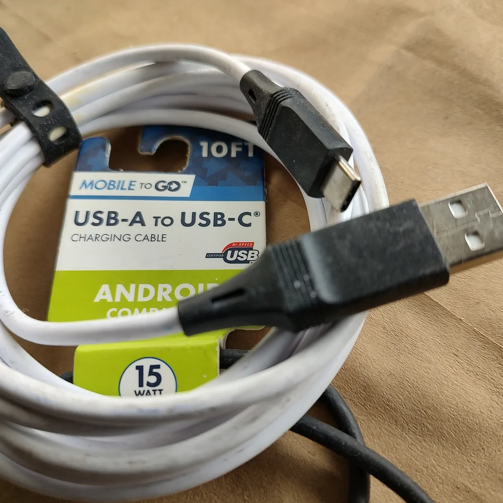 White controller Charger with 10' USB Cable